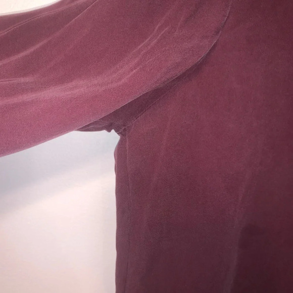 Theory 100% Silk Long Sleeve Ruffle Frayed Edge Blouse M - Picture 7 of 9